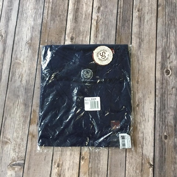 New Long Sleeve T Shirt Top Women Jr Plus 1X SO Perfect Tee V Neck Blue Cotton - Picture 2 of 5